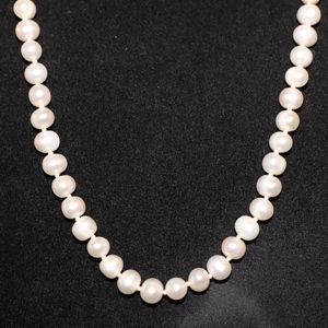 White Round Cultured Knotted 6mm Pearl Necklace